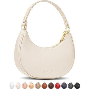 Ⓜ️Women's White Faux Leather Half Moon RFID Protection Crescent Clutch Purses